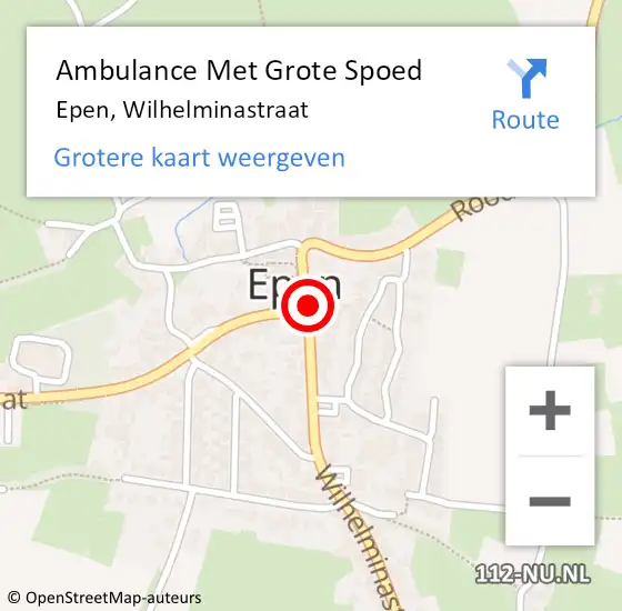 Locatie op kaart van de 112 melding: Ambulance Met Grote Spoed Naar Epen, Wilhelminastraat op 16 oktober 2014 12:20