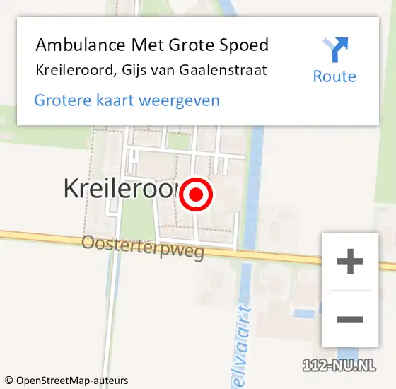 Locatie op kaart van de 112 melding: Ambulance Met Grote Spoed Naar Kreileroord, Gijs van Gaalenstraat op 15 augustus 2024 12:04