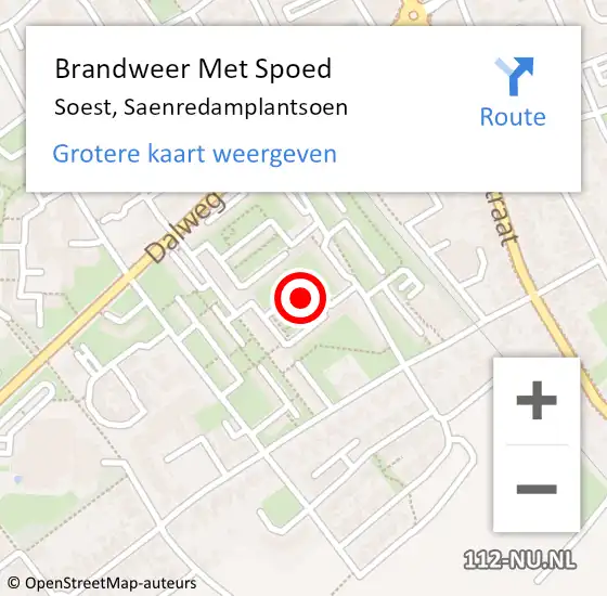 Locatie op kaart van de 112 melding: Brandweer Met Spoed Naar Soest, Saenredamplantsoen op 15 augustus 2024 12:09