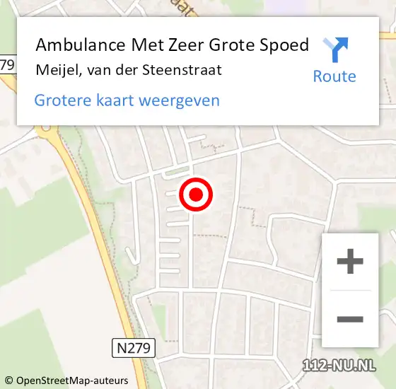 Locatie op kaart van de 112 melding: Ambulance Met Zeer Grote Spoed Naar Meijel, van der Steenstraat op 15 augustus 2024 12:13