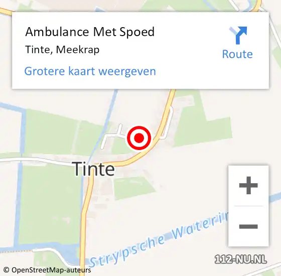 Locatie op kaart van de 112 melding: Ambulance Met Spoed Naar Tinte, Meekrap op 15 augustus 2024 12:17