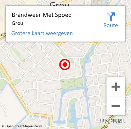 Locatie op kaart van de 112 melding: Brandweer Met Spoed Naar Grou op 15 augustus 2024 12:19