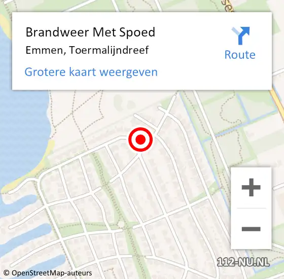 Locatie op kaart van de 112 melding: Brandweer Met Spoed Naar Emmen, Toermalijndreef op 15 augustus 2024 12:30