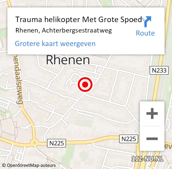 Locatie op kaart van de 112 melding: Trauma helikopter Met Grote Spoed Naar Rhenen, Achterbergsestraatweg op 15 augustus 2024 12:57