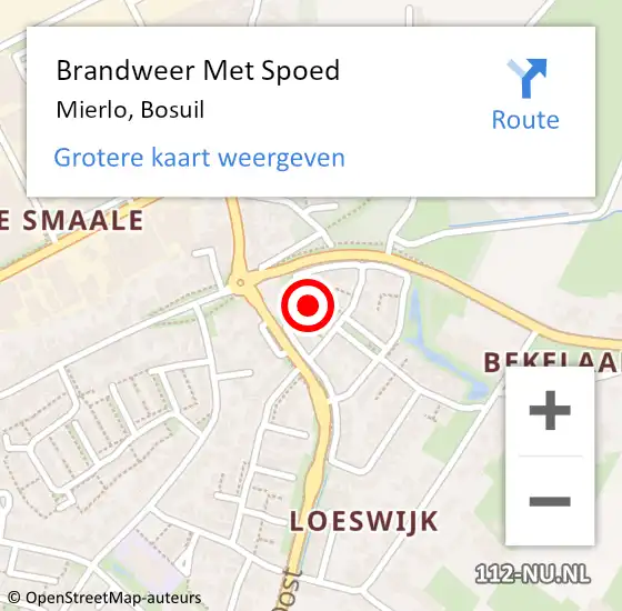 Locatie op kaart van de 112 melding: Brandweer Met Spoed Naar Mierlo, Bosuil op 15 augustus 2024 13:04