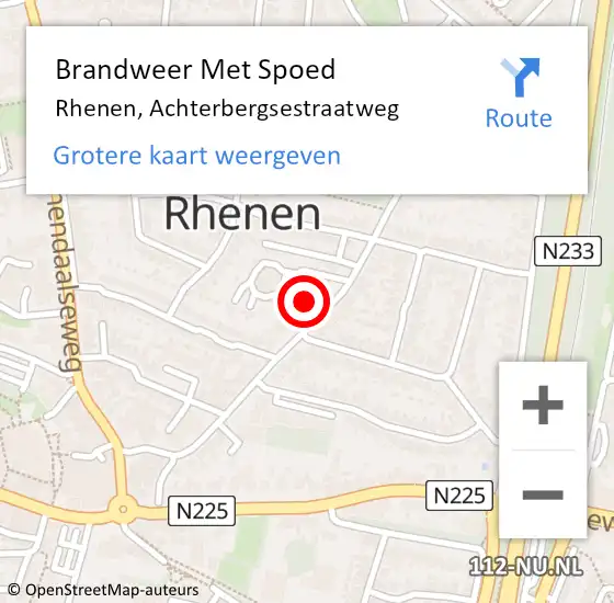 Locatie op kaart van de 112 melding: Brandweer Met Spoed Naar Rhenen, Achterbergsestraatweg op 15 augustus 2024 13:21