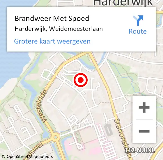 Locatie op kaart van de 112 melding: Brandweer Met Spoed Naar Harderwijk, Weidemeesterlaan op 15 augustus 2024 13:26