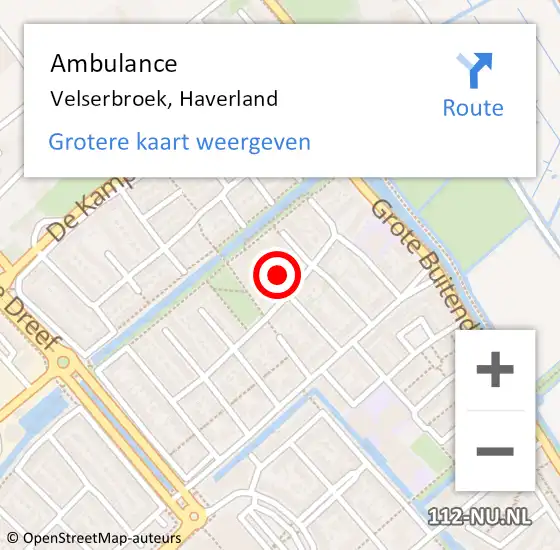 Locatie op kaart van de 112 melding: Ambulance Velserbroek, Haverland op 15 augustus 2024 13:26