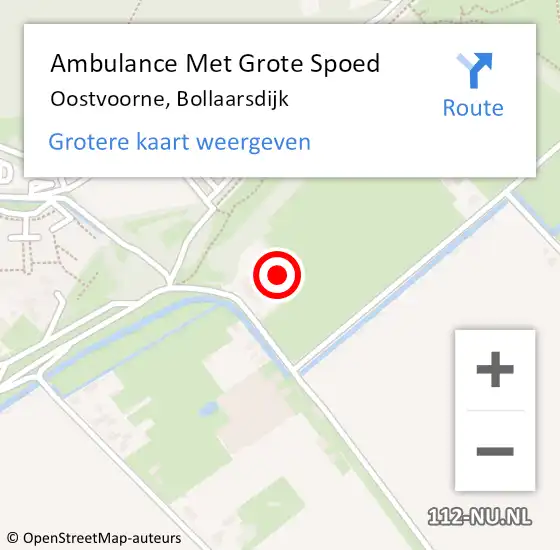 Locatie op kaart van de 112 melding: Ambulance Met Grote Spoed Naar Oostvoorne, Bollaarsdijk op 15 augustus 2024 13:44