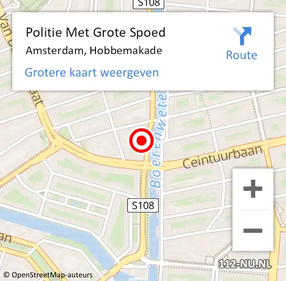 Locatie op kaart van de 112 melding: Politie Met Grote Spoed Naar Amsterdam, Hobbemakade op 15 augustus 2024 13:51