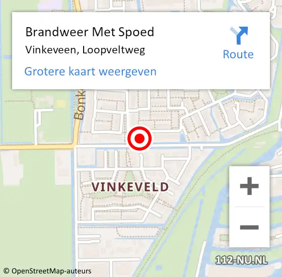 Locatie op kaart van de 112 melding: Brandweer Met Spoed Naar Vinkeveen, Loopveltweg op 15 augustus 2024 14:12