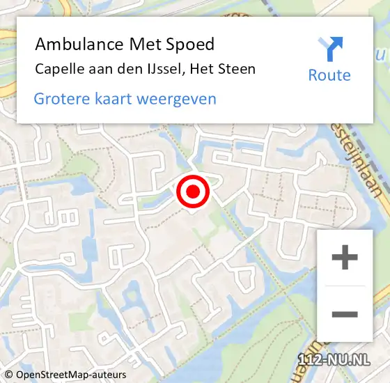 Locatie op kaart van de 112 melding: Ambulance Met Spoed Naar Capelle aan den IJssel, Het Steen op 15 augustus 2024 14:15