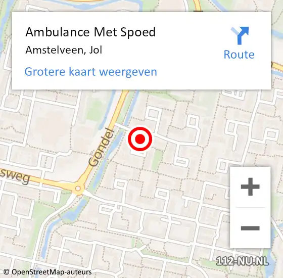 Locatie op kaart van de 112 melding: Ambulance Met Spoed Naar Amstelveen, Jol op 15 augustus 2024 14:51