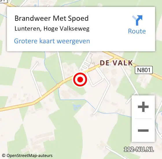 Locatie op kaart van de 112 melding: Brandweer Met Spoed Naar Lunteren, Hoge Valkseweg op 15 augustus 2024 15:09