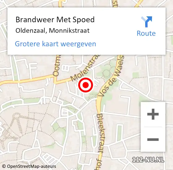 Locatie op kaart van de 112 melding: Brandweer Met Spoed Naar Oldenzaal, Monnikstraat op 15 augustus 2024 15:09