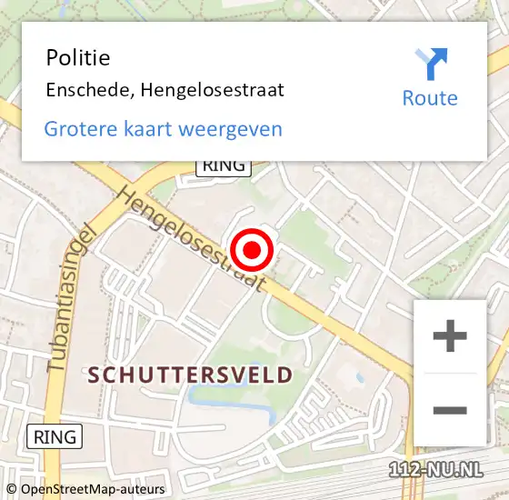 Locatie op kaart van de 112 melding: Politie Enschede, Hengelosestraat op 15 augustus 2024 15:18