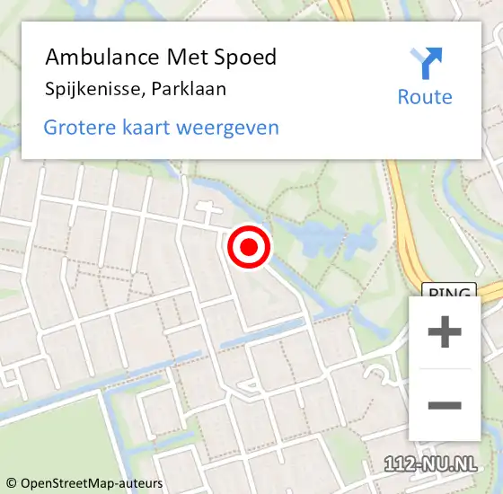 Locatie op kaart van de 112 melding: Ambulance Met Spoed Naar Spijkenisse, Parklaan op 15 augustus 2024 15:20