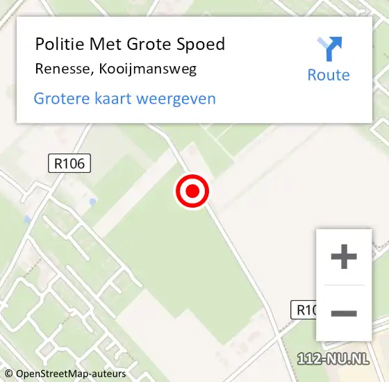 Locatie op kaart van de 112 melding: Politie Met Grote Spoed Naar Renesse, Kooijmansweg op 15 augustus 2024 15:21