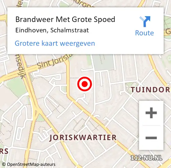 Locatie op kaart van de 112 melding: Brandweer Met Grote Spoed Naar Eindhoven, Schalmstraat op 15 augustus 2024 15:22