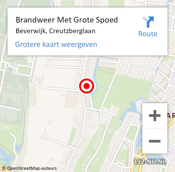 Locatie op kaart van de 112 melding: Brandweer Met Grote Spoed Naar Beverwijk, Creutzberglaan op 15 augustus 2024 15:26