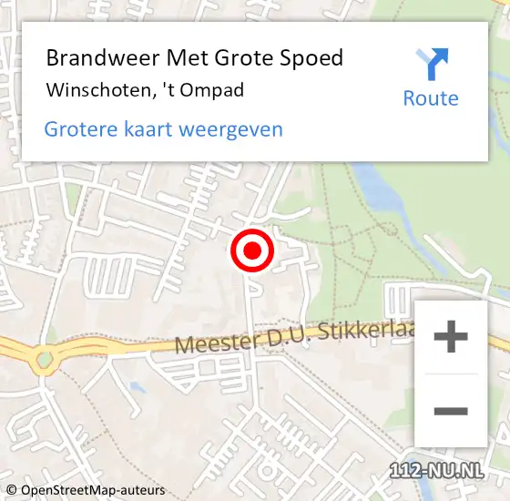 Locatie op kaart van de 112 melding: Brandweer Met Grote Spoed Naar Winschoten, 't Ompad op 15 augustus 2024 15:32