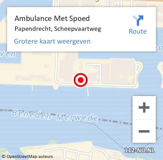 Locatie op kaart van de 112 melding: Ambulance Met Spoed Naar Papendrecht, Scheepvaartweg op 15 augustus 2024 15:32