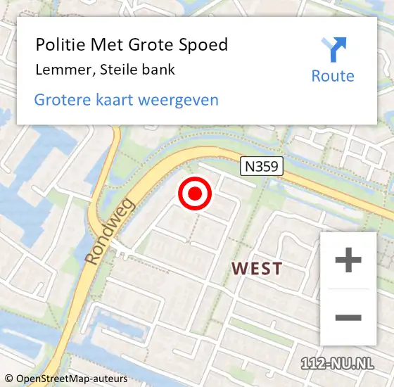 Locatie op kaart van de 112 melding: Politie Met Grote Spoed Naar Lemmer, Steile bank op 15 augustus 2024 15:32