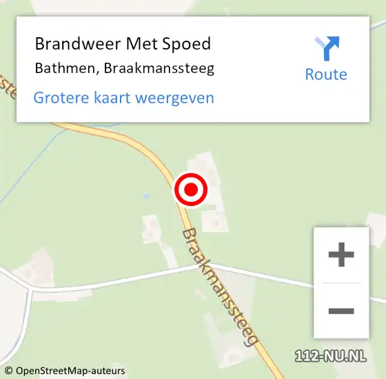 Locatie op kaart van de 112 melding: Brandweer Met Spoed Naar Bathmen, Braakmanssteeg op 15 augustus 2024 15:39