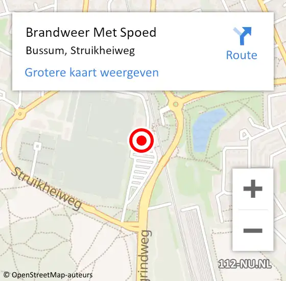 Locatie op kaart van de 112 melding: Brandweer Met Spoed Naar Bussum, Struikheiweg op 15 augustus 2024 15:42