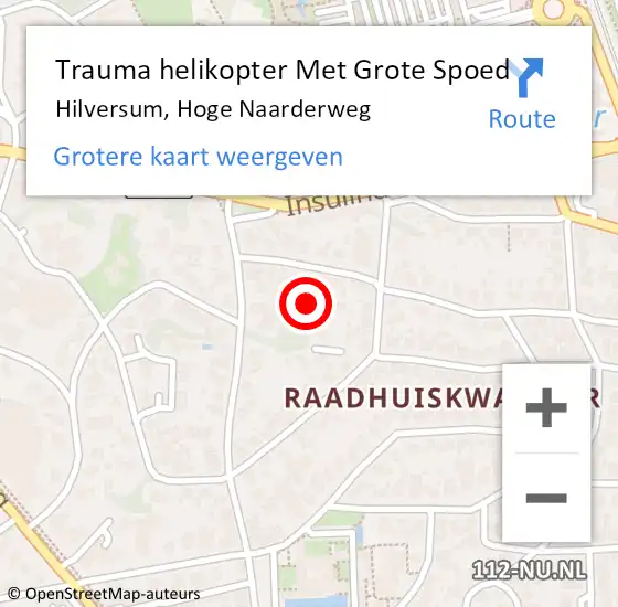 Locatie op kaart van de 112 melding: Trauma helikopter Met Grote Spoed Naar Hilversum, Hoge Naarderweg op 15 augustus 2024 15:52