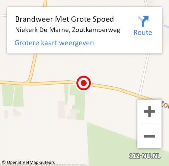 Locatie op kaart van de 112 melding: Brandweer Met Grote Spoed Naar Niekerk De Marne, Zoutkamperweg op 16 oktober 2014 12:43
