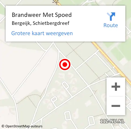 Locatie op kaart van de 112 melding: Brandweer Met Spoed Naar Bergeijk, Schietbergdreef op 15 augustus 2024 15:58