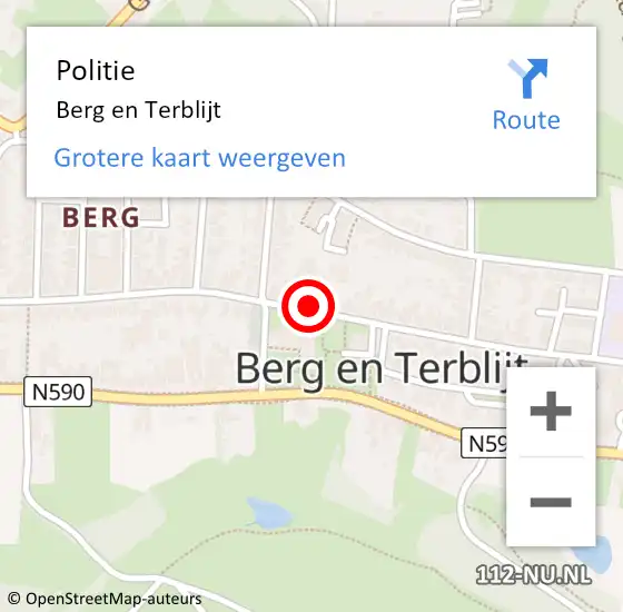 Locatie op kaart van de 112 melding: Politie Berg en Terblijt op 15 augustus 2024 16:10