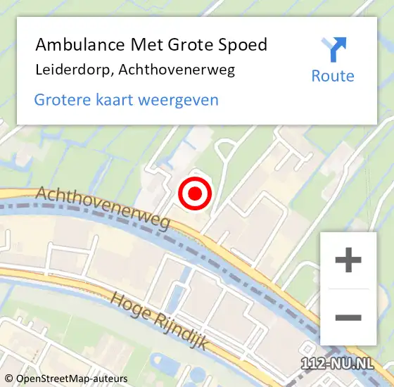 Locatie op kaart van de 112 melding: Ambulance Met Grote Spoed Naar Leiderdorp, Achthovenerweg op 15 augustus 2024 16:14