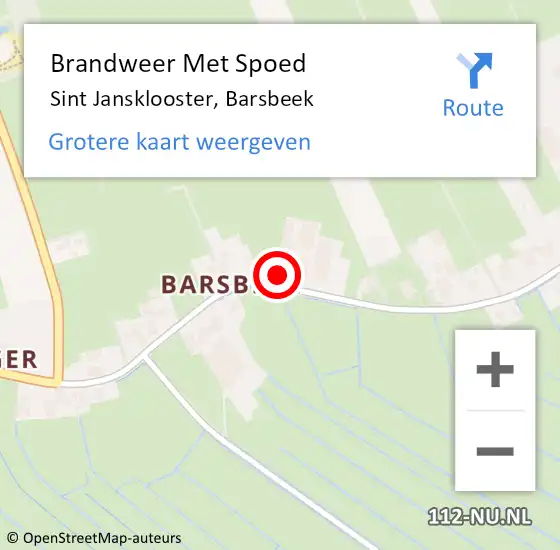 Locatie op kaart van de 112 melding: Brandweer Met Spoed Naar Sint Jansklooster, Barsbeek op 16 oktober 2014 12:44