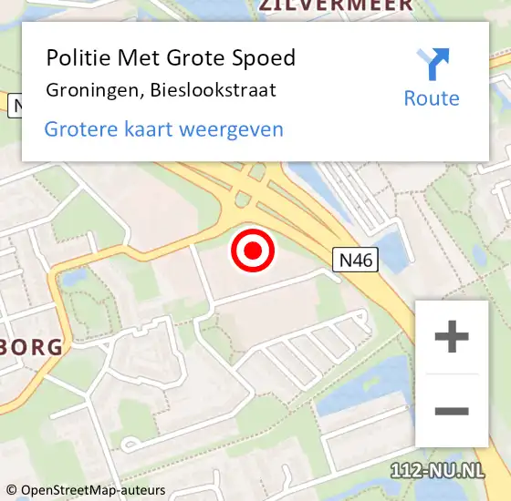 Locatie op kaart van de 112 melding: Politie Met Grote Spoed Naar Groningen, Bieslookstraat op 15 augustus 2024 16:17