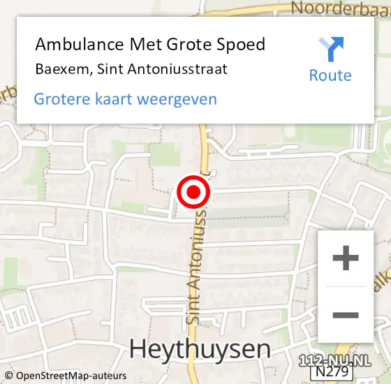 Locatie op kaart van de 112 melding: Ambulance Met Grote Spoed Naar Baexem, Sint Antoniusstraat op 15 augustus 2024 16:29