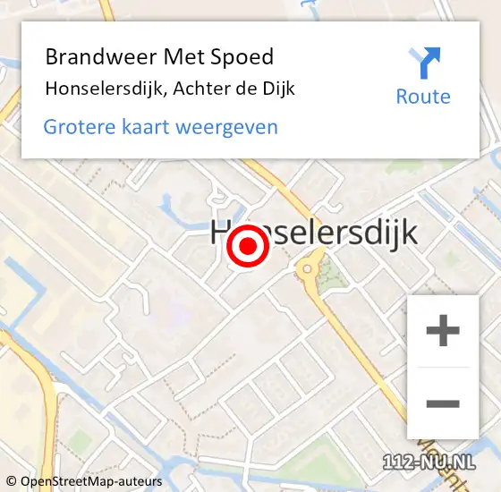 Locatie op kaart van de 112 melding: Brandweer Met Spoed Naar Honselersdijk, Achter de Dijk op 15 augustus 2024 16:34