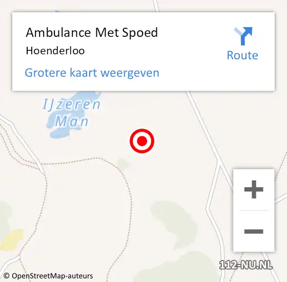 Locatie op kaart van de 112 melding: Ambulance Met Spoed Naar Hoenderloo op 15 augustus 2024 16:35