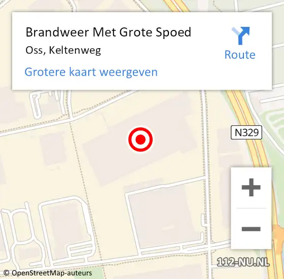 Locatie op kaart van de 112 melding: Brandweer Met Grote Spoed Naar Oss, Keltenweg op 15 augustus 2024 16:43