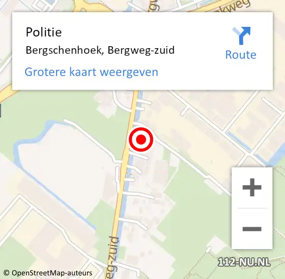 Locatie op kaart van de 112 melding: Politie Bergschenhoek, Bergweg-zuid op 15 augustus 2024 16:57