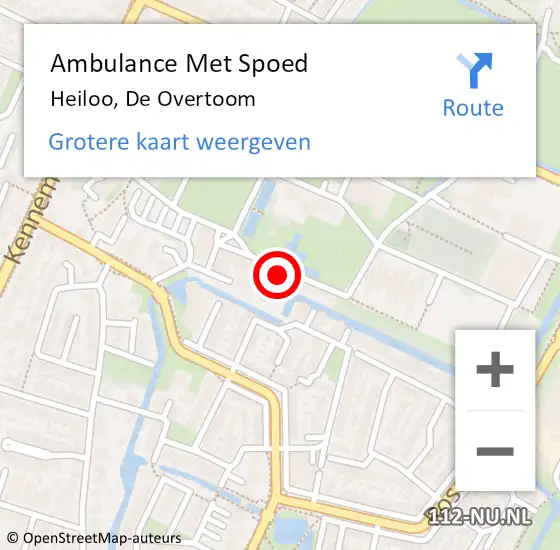 Locatie op kaart van de 112 melding: Ambulance Met Spoed Naar Heiloo, De Overtoom op 15 augustus 2024 17:03