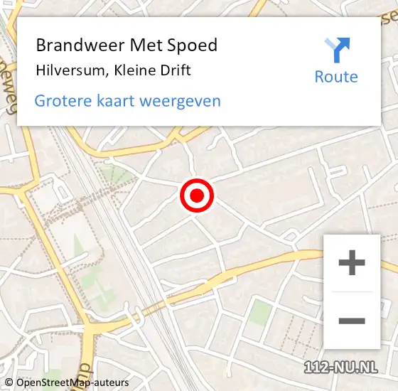 Locatie op kaart van de 112 melding: Brandweer Met Spoed Naar Hilversum, Kleine Drift op 15 augustus 2024 17:05