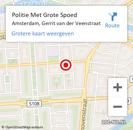 Locatie op kaart van de 112 melding: Politie Met Grote Spoed Naar Amsterdam, Gerrit van der Veenstraat op 15 augustus 2024 17:06