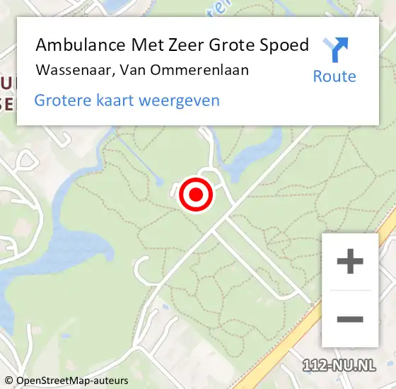 Locatie op kaart van de 112 melding: Ambulance Met Zeer Grote Spoed Naar Wassenaar, Van Ommerenlaan op 15 augustus 2024 17:15