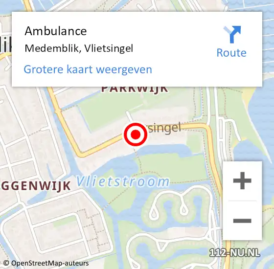 Locatie op kaart van de 112 melding: Ambulance Medemblik, Vlietsingel op 15 augustus 2024 17:34