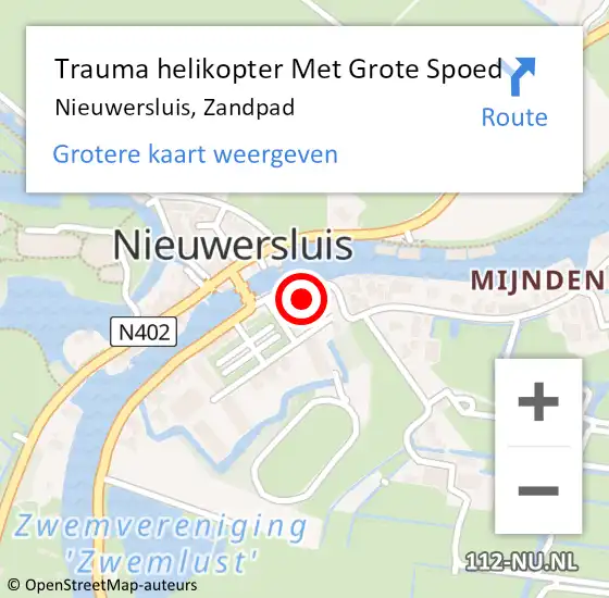 Locatie op kaart van de 112 melding: Trauma helikopter Met Grote Spoed Naar Nieuwersluis, Zandpad op 15 augustus 2024 18:10