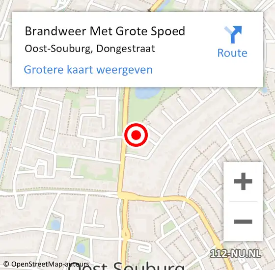 Locatie op kaart van de 112 melding: Brandweer Met Grote Spoed Naar Oost-Souburg, Dongestraat op 15 augustus 2024 18:47