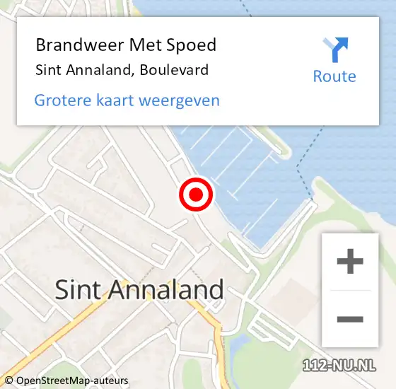 Locatie op kaart van de 112 melding: Brandweer Met Spoed Naar Sint Annaland, Boulevard op 15 augustus 2024 18:48