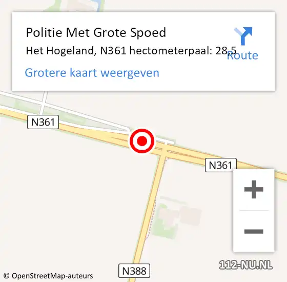 Locatie op kaart van de 112 melding: Politie Met Grote Spoed Naar Het Hogeland, N361 hectometerpaal: 28,5 op 15 augustus 2024 19:08